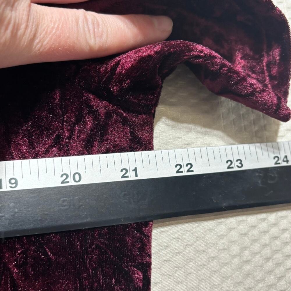 Lumiere Women's Burgundy Crushed Velvet Pockets Shirt Dress Size M Holiday Party - Picture 8 of 10